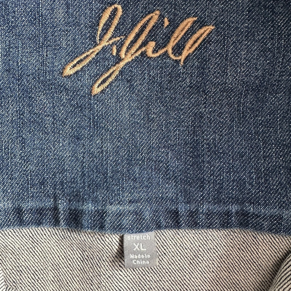 J Jill‎ Jacket Womens XL Trucker Blue Wash Soft Denim Western Boxy Stretch Relax - Picture 10 of 11